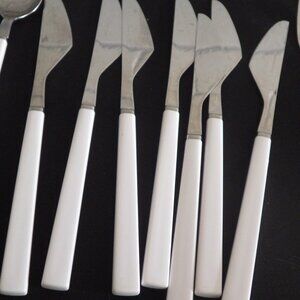 Modernist White Enamel Stainless Steel Cutlery 21 pieces  - Japan